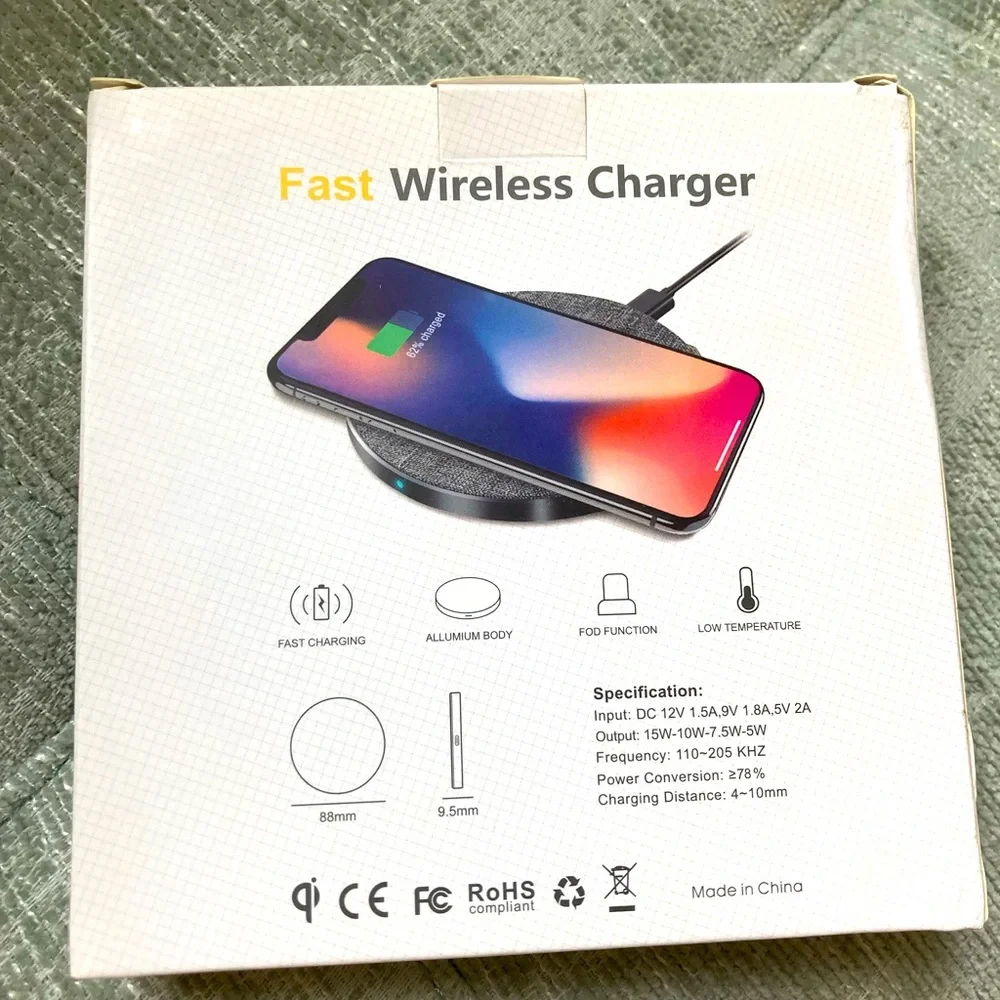NWT Cordless Charger Green & Brown Wood | Fast Wireless Charger